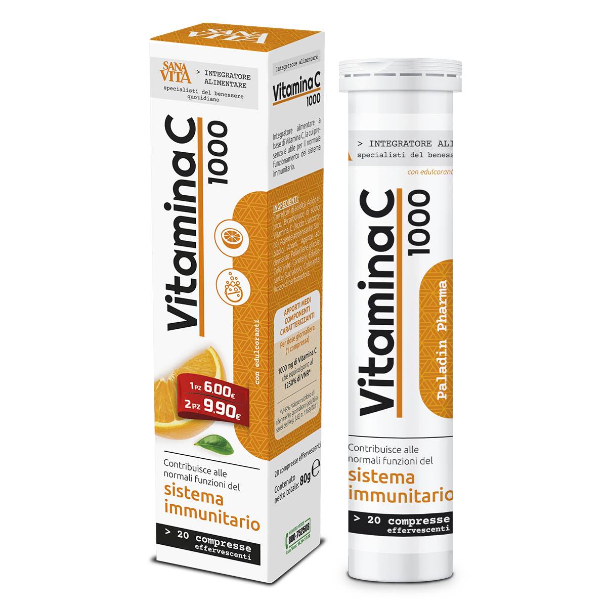 Sanavita Vitamina C 1000 Integratore 20 Compresse Effervescenti